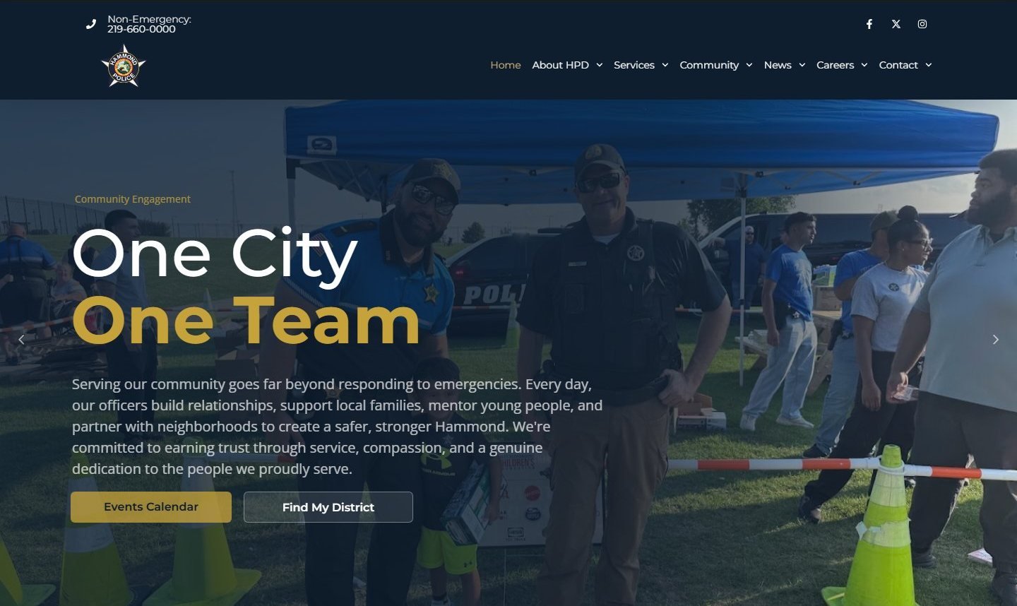 Hammond Police Department website homepage